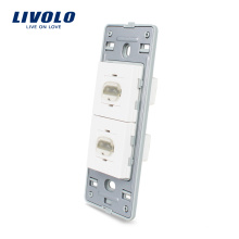 Livolo Prise HDMI américaine sans verre avec prise de courant murale en verre de cristal et perle blanche 220V VL-C5-1HD-11